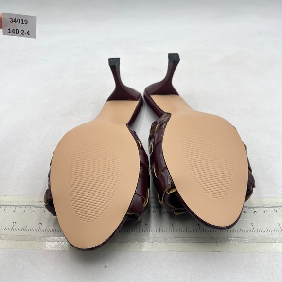 YDN Maroon Open Toe Checkered Pretty Mules High Spool Heels Slide Sandals - Picture 7 of 8